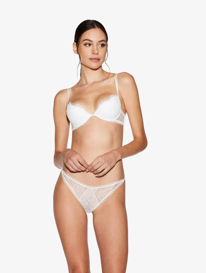 Lace Thong In Natural Lingerie La Perla G String and Thong