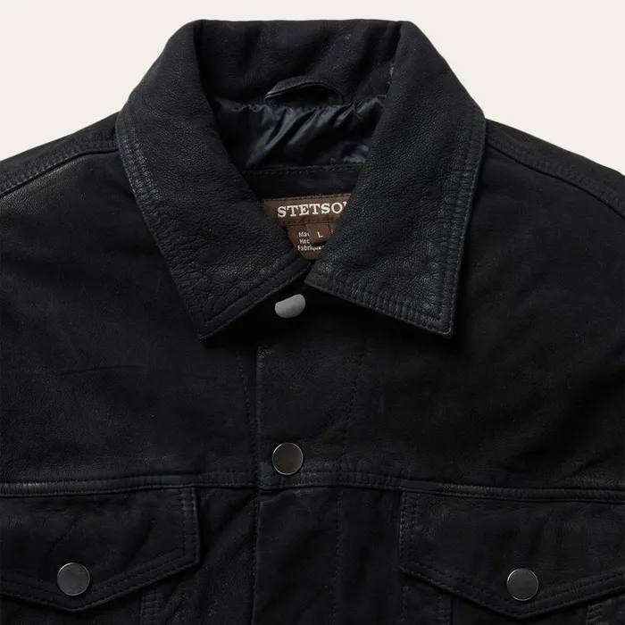 Leather Jean Jacket Black Men Stetson Jackets