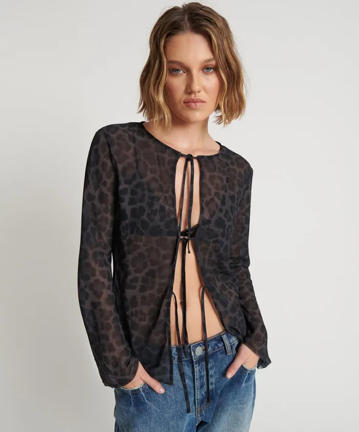LEOPARD FANTASY CHIFFON LONGSLEEVE TOP Women One Teaspoon Tops
