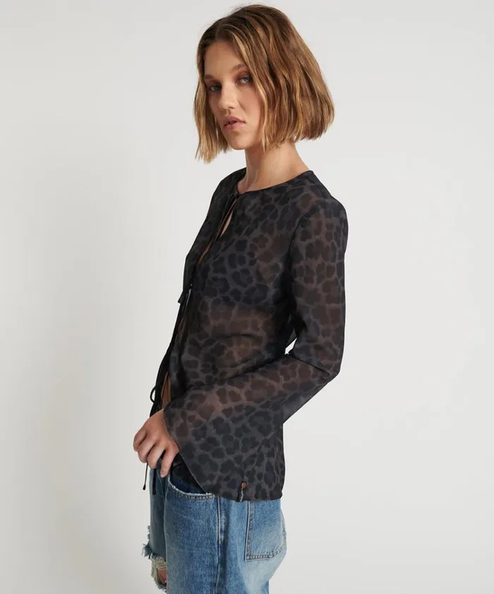LEOPARD FANTASY CHIFFON LONGSLEEVE TOP Women One Teaspoon Tops LEOPARD FANTASY CHIFFON LONGSLEEVE TOP Women One Teaspoon Tops