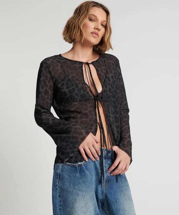 LEOPARD FANTASY CHIFFON LONGSLEEVE TOP Women One Teaspoon Tops LEOPARD FANTASY CHIFFON LONGSLEEVE TOP Women One Teaspoon Tops