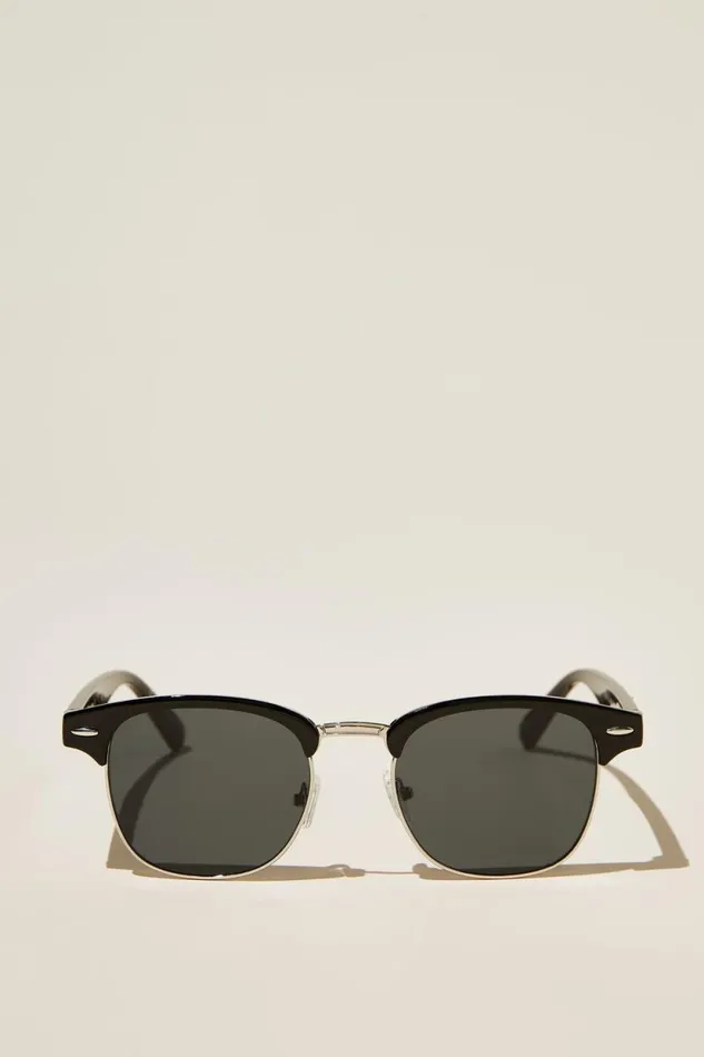 Leopold Sunglasses Black Silver Smoke Men Cotton On Sunglasses