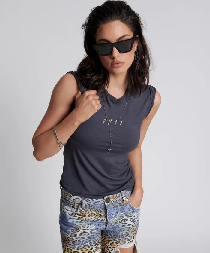 LIGHTNING BOLT FITTED TEE Women One Teaspoon Tees and Tanks LIGHTNING BOLT FITTED TEE Women One Teaspoon Tees and Tanks
