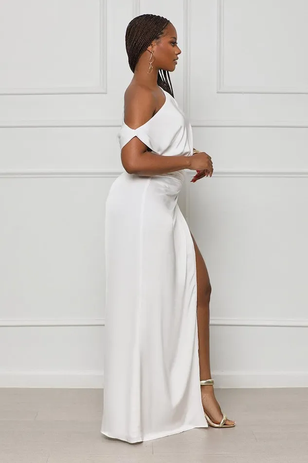 Lilly039s Kloset Dresses Women True Elegance High Slit Maxi Dress White