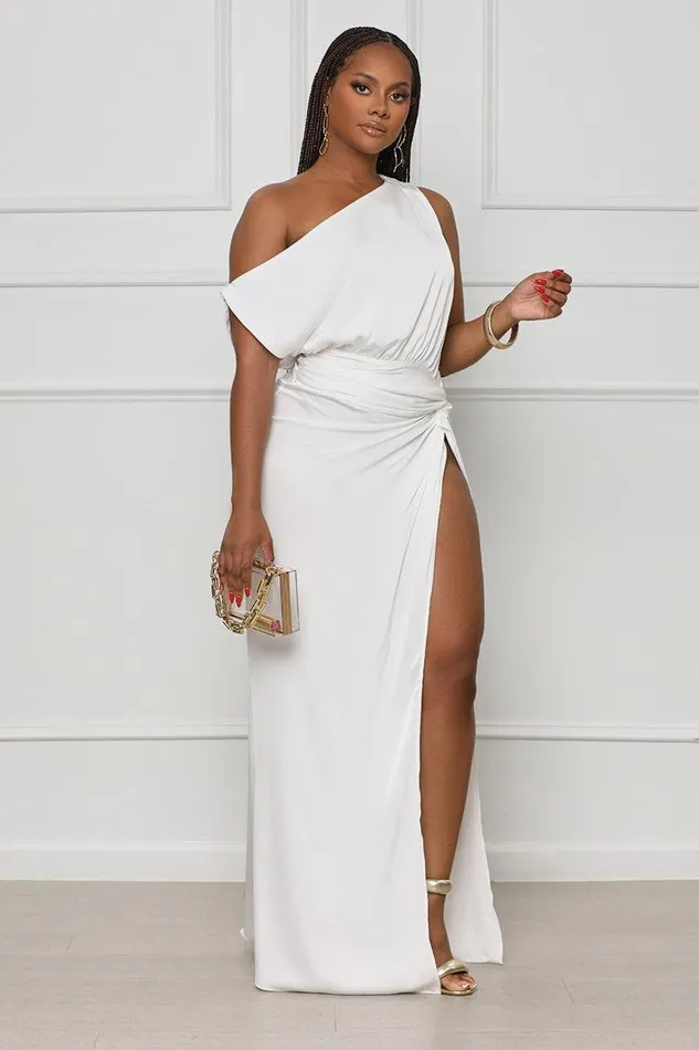 Lilly039s Kloset Dresses Women True Elegance High Slit Maxi Dress White