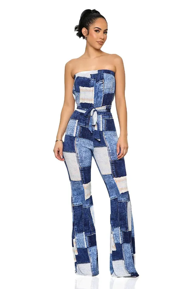 Lilly039s Kloset Jumpsuits and Rompers Women Patchwork Denim Print Sleeveless Jumpsuit Blue MultiFINAL SALE Lilly039s Kloset Jumpsuits and Rompers Women Patchwork Denim Print Sleeveless Jumpsuit Blue MultiFINAL SALE