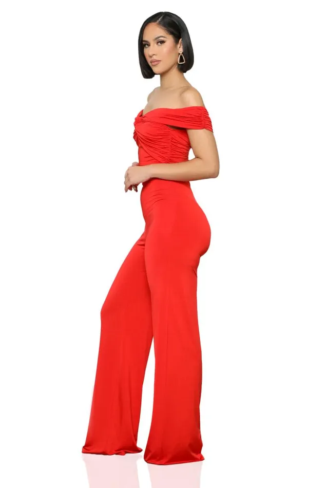 Lilly039s Kloset Jumpsuits and Rompers Women Twisted Off Shoulder Jumpsuit RedFINAL SALE Lilly039s Kloset Jumpsuits and Rompers Women Twisted Off Shoulder Jumpsuit RedFINAL SALE