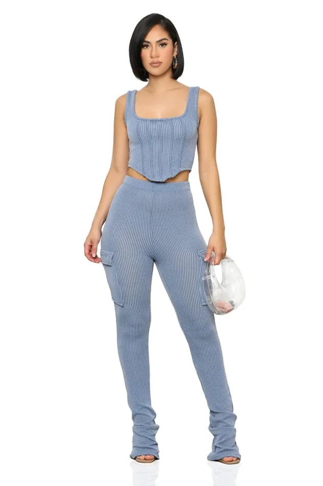 Lilly039s Kloset Sets Women The One Ribbed Set Blue FINAL SALE