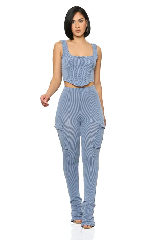 Lilly039s Kloset Sets Women The One Ribbed Set Blue FINAL SALE