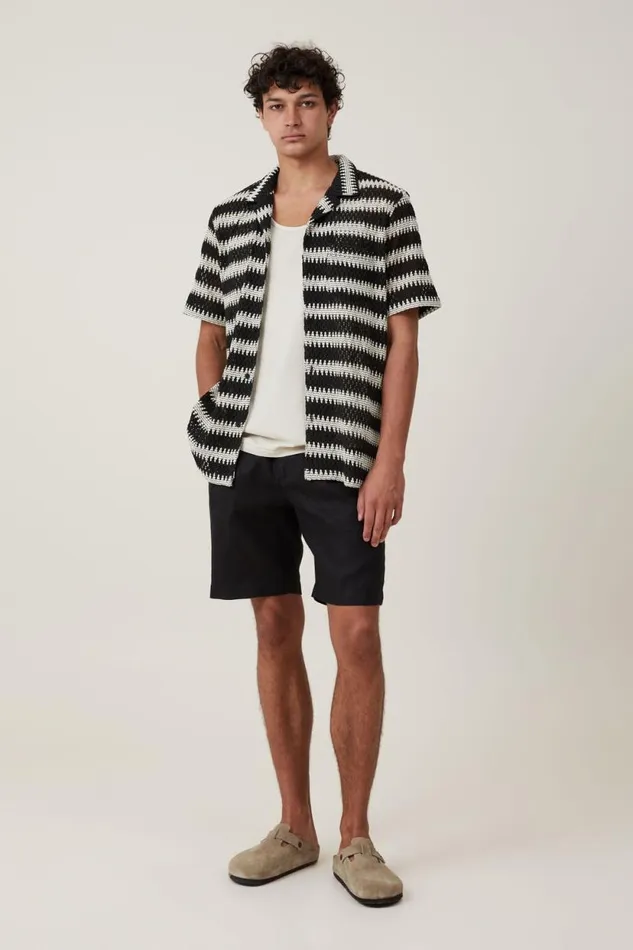 Linen Pleat Short Black Men Cotton On Shorts