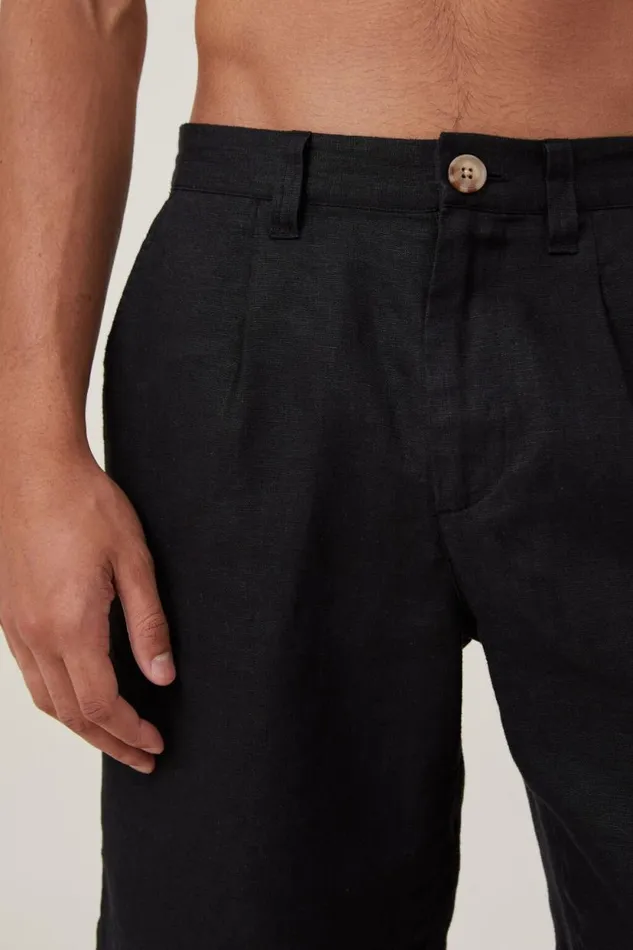 Linen Pleat Short Black Men Cotton On Shorts Linen Pleat Short Black Men Cotton On Shorts