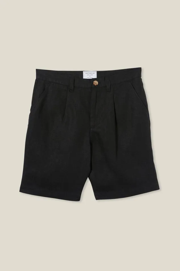 Linen Pleat Short Black Men Cotton On Shorts Linen Pleat Short Black Men Cotton On Shorts