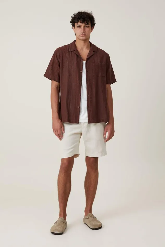Linen Pleat Short Oatmeal Men Cotton On Shorts
