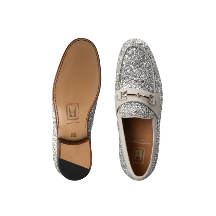 Loafers Men Moreschi FOR HIM 8211 Silver Glitter Loafer