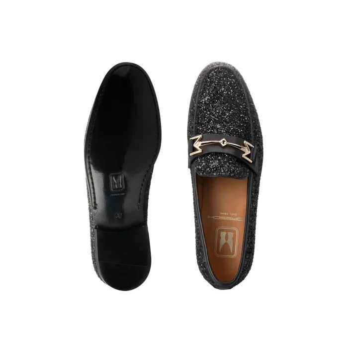 Loafers Women Moreschi FOR HER 8211 Black Glitter Loafer