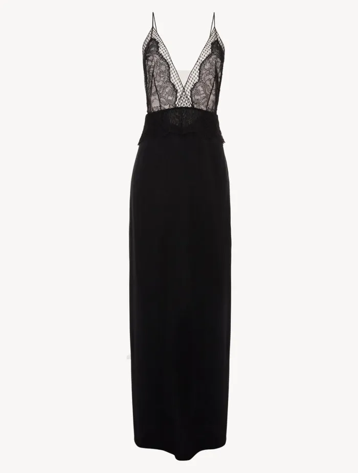 Long Silk Nightgown With Leavers Lace Sleepwear La Perla Slips and Dresses