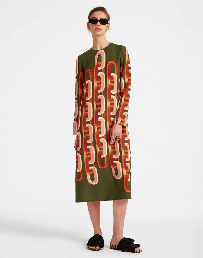 Long Sleeve Midi Swing Dress Prometheus Place Camouflage Women La Double J Dresses