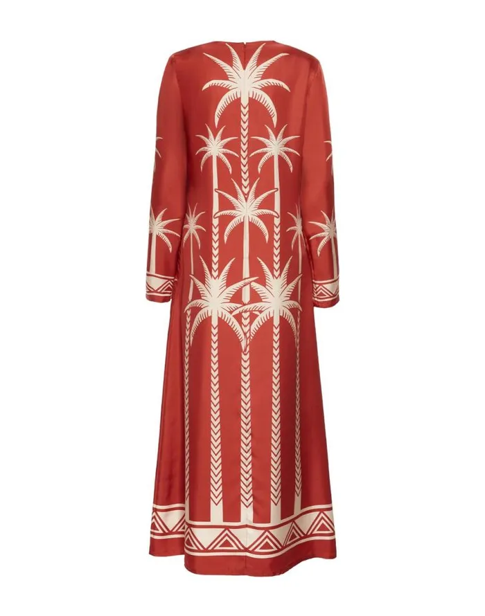 Long Sleeve Swing Dress Date Palms Place Red Women La Double J Dresses Long Sleeve Swing Dress Date Palms Place Red Women La Double J Dresses
