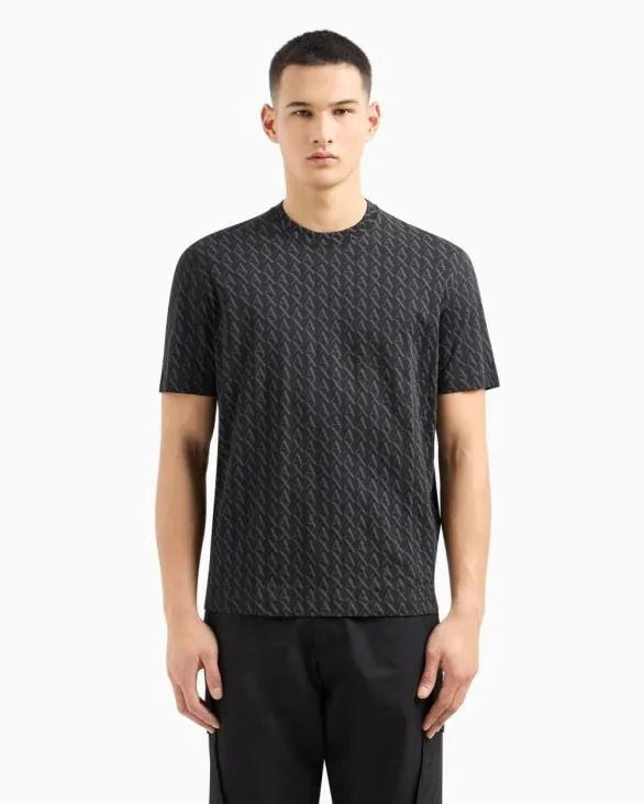 Long Sleeve Tshirt With Logo Prints Black Men Armani Matching Sets Long Sleeve Tshirt With Logo Prints Black Men Armani Matching Sets