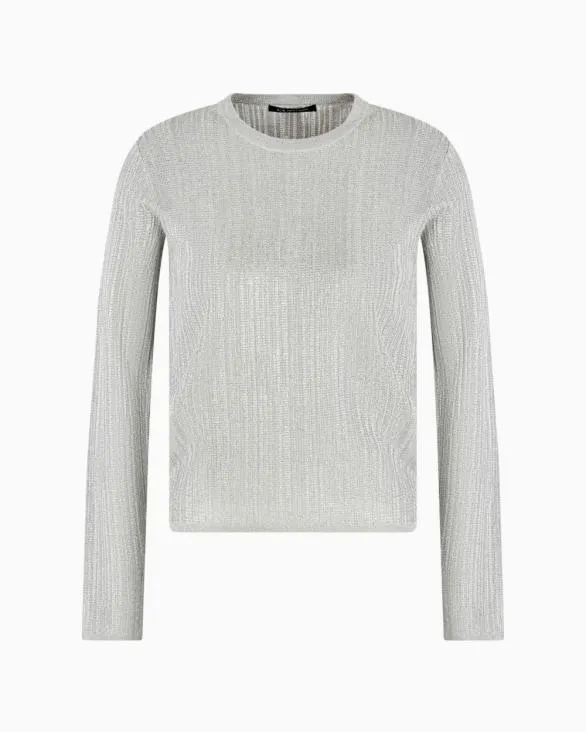 Longsleeved Sweater In Lurex Yarn Silver Women Armani Knitwear