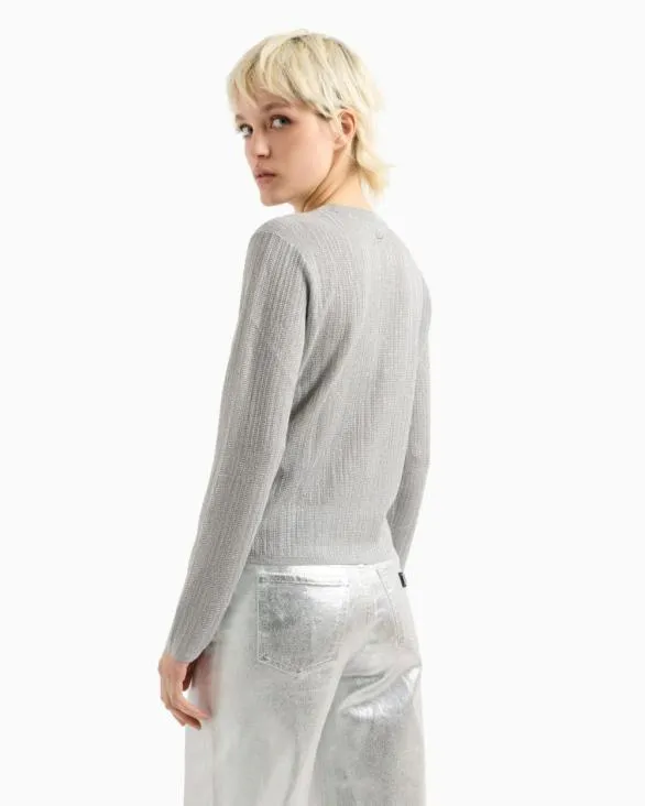 Longsleeved Sweater In Lurex Yarn Silver Women Armani Knitwear Longsleeved Sweater In Lurex Yarn Silver Women Armani Knitwear
