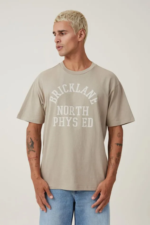 Loose Fit College TShirt Gravel Stone Bricklane Phys Ed Men Cotton On Tees and Tanks Loose Fit College TShirt Gravel Stone Bricklane Phys Ed Men Cotton On Tees and Tanks
