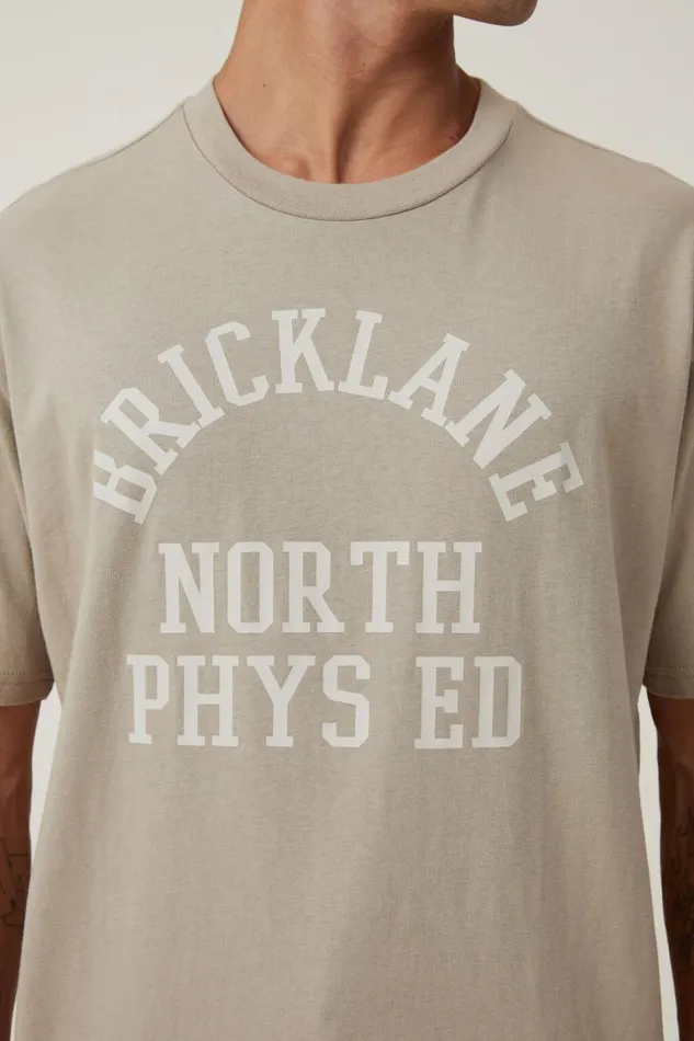 Loose Fit College TShirt Gravel Stone Bricklane Phys Ed Men Cotton On Tees and Tanks Loose Fit College TShirt Gravel Stone Bricklane Phys Ed Men Cotton On Tees and Tanks