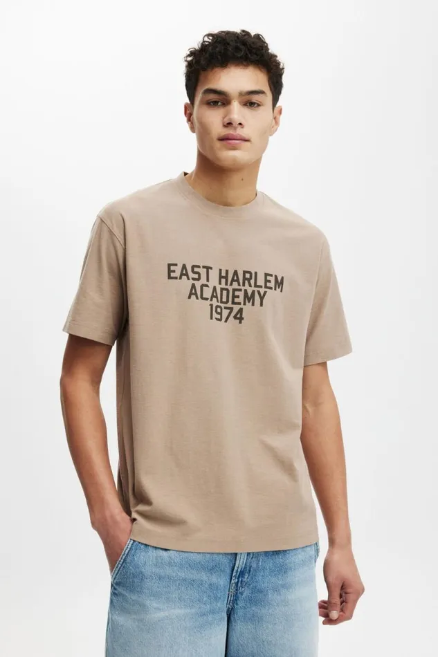 Loose Fit College TShirt Taupeeast Harlem 1974 Men Cotton On Tees and Tanks