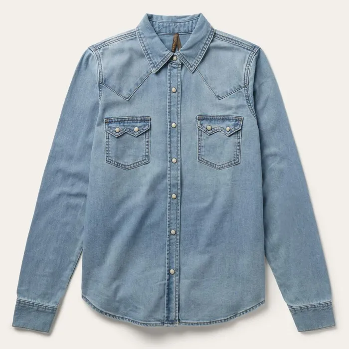 Loose Fit Denim Shirt Blue Women Stetson Denim Shirts