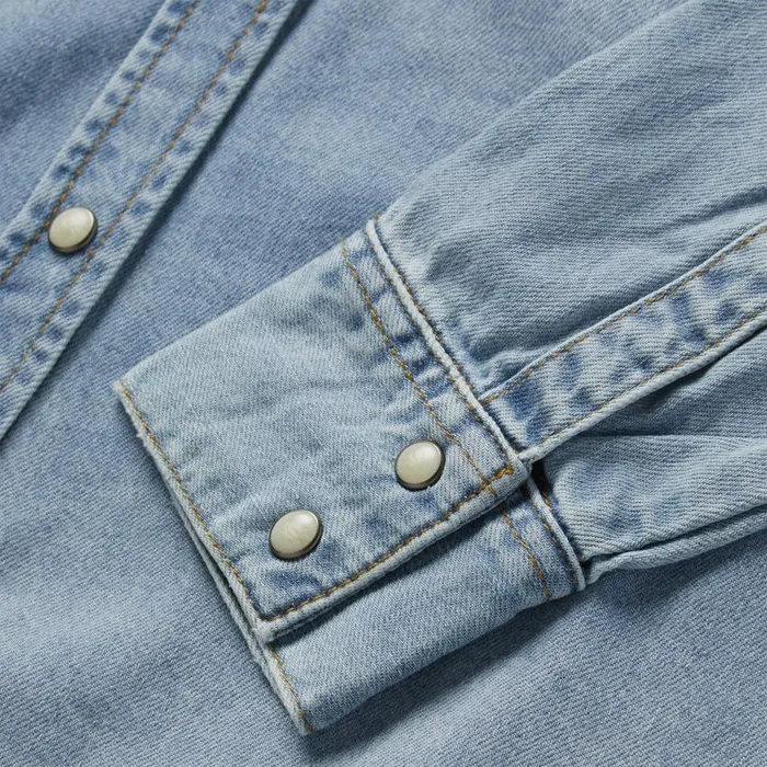 Loose Fit Denim Shirt Blue Women Stetson Denim Shirts
