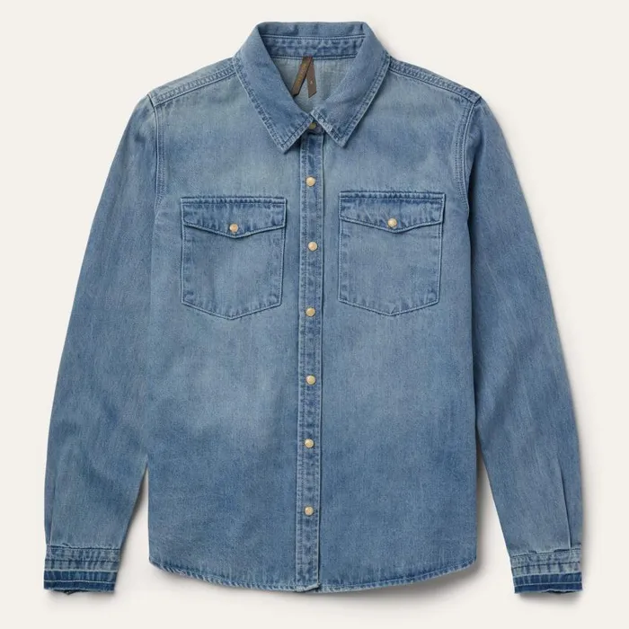 Loose Fit Denim SnapFront Shirt Blue Women Stetson Denim Shirts