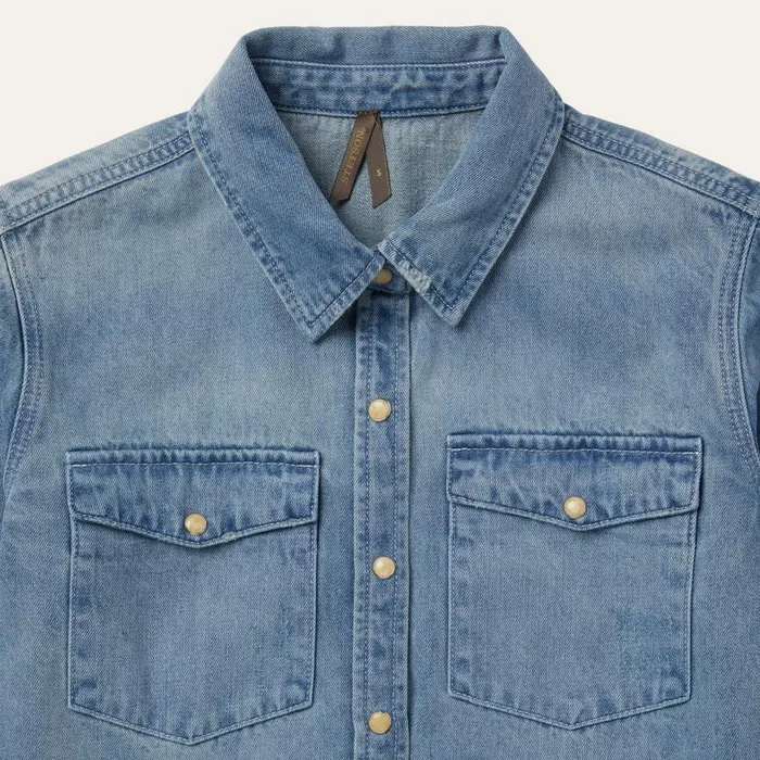 Loose Fit Denim SnapFront Shirt Blue Women Stetson Denim Shirts