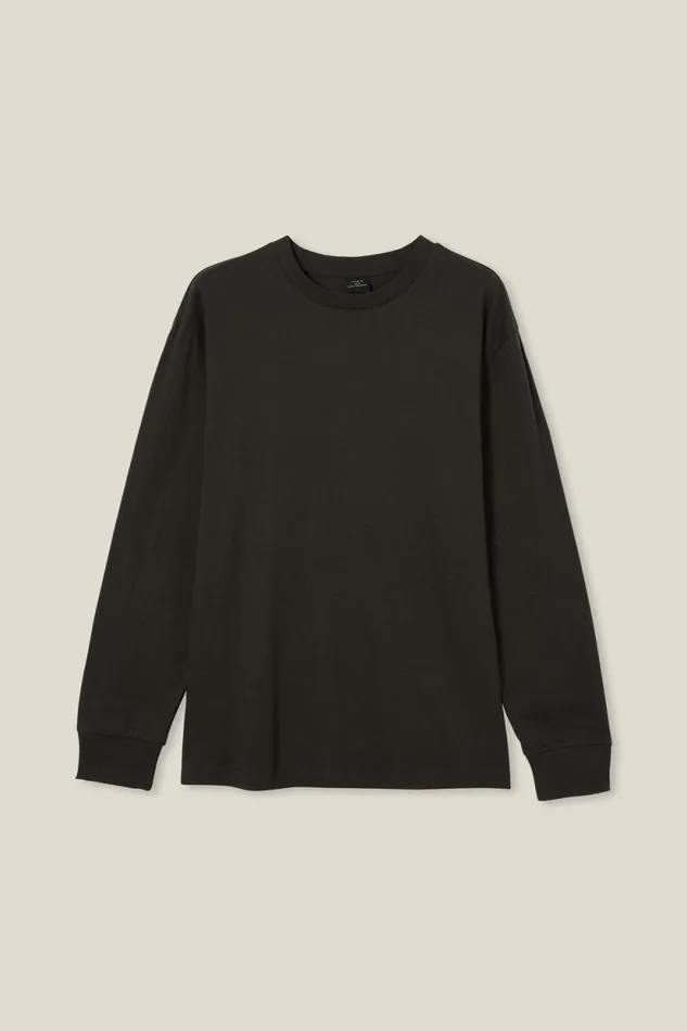 Loose Fit Long Sleeve Tshirt Washed Black Men Cotton On Tees and Tanks Loose Fit Long Sleeve Tshirt Washed Black Men Cotton On Tees and Tanks