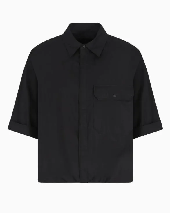 Loose Fit Shirt In Ripstop Cotton Black Men Armani Shirts