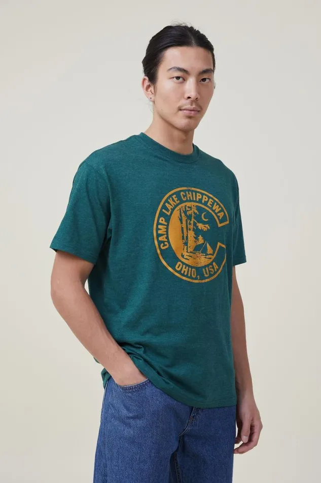 Loose Fit Souvenir TShirt Evergreenchippewa Men Cotton On Tees and Tanks