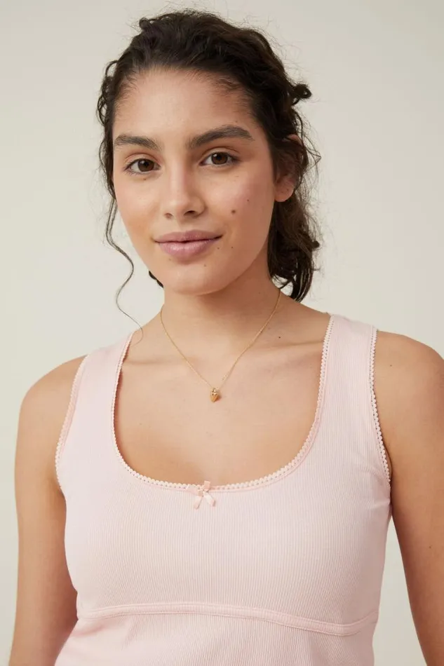 Lou Picot Trim Tank Rose Quartz Women Cotton On Tops