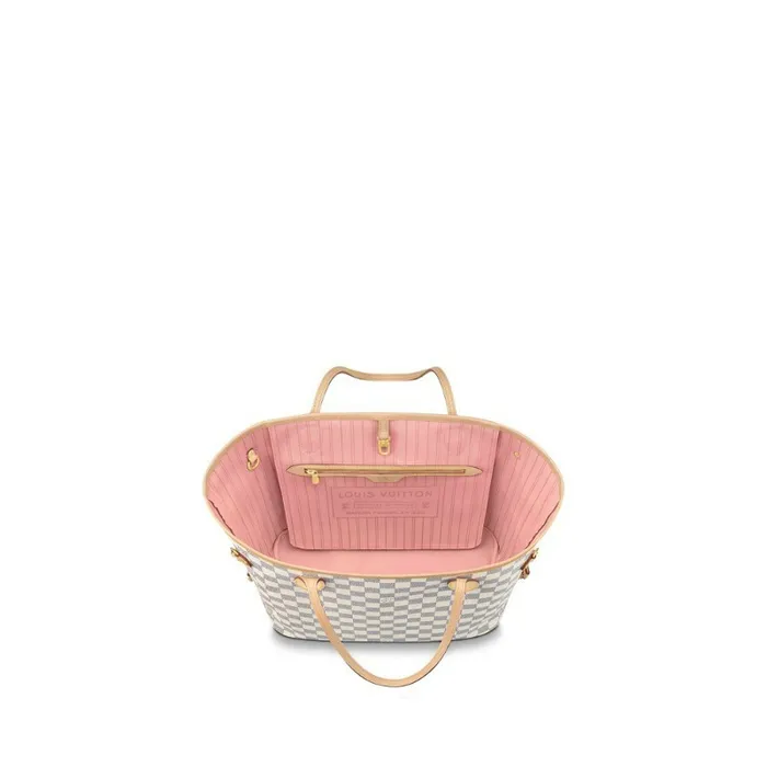 Louis Vuitton Neverfull Bag Louis Vuitton N41605 Neverfull MM Rose Ballerine Damier Azur Canvas 8211 Louis Vuitton Handbag Store 8211 Women