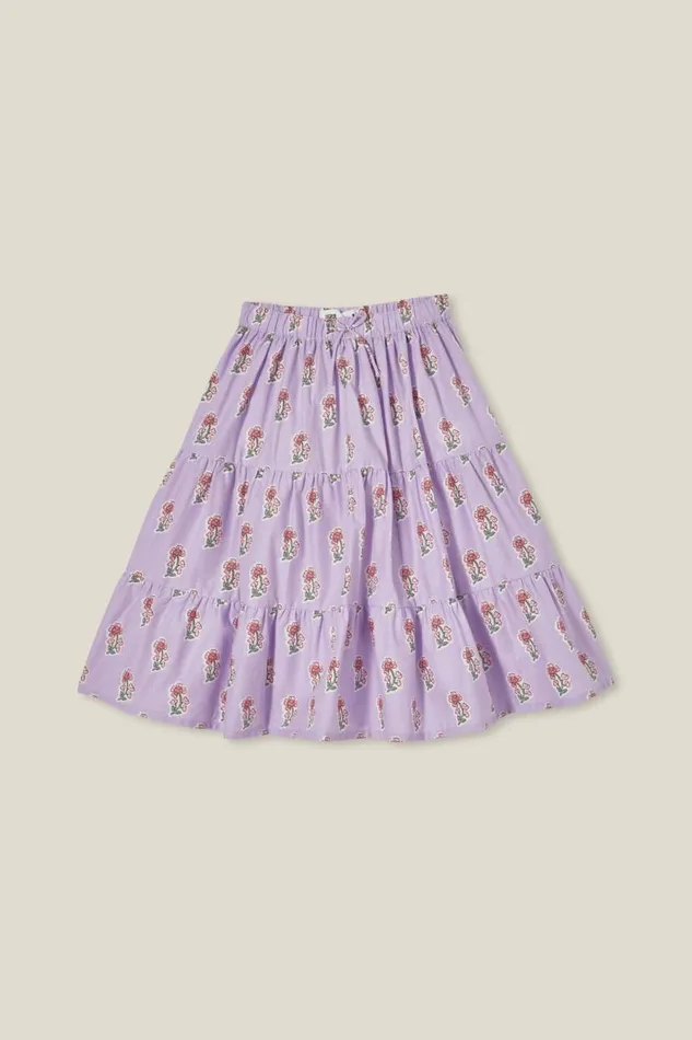 Louise Skirt Lilac Dropflora Flower Stamp Girls Cotton On Shorts Skirts and Playsuits