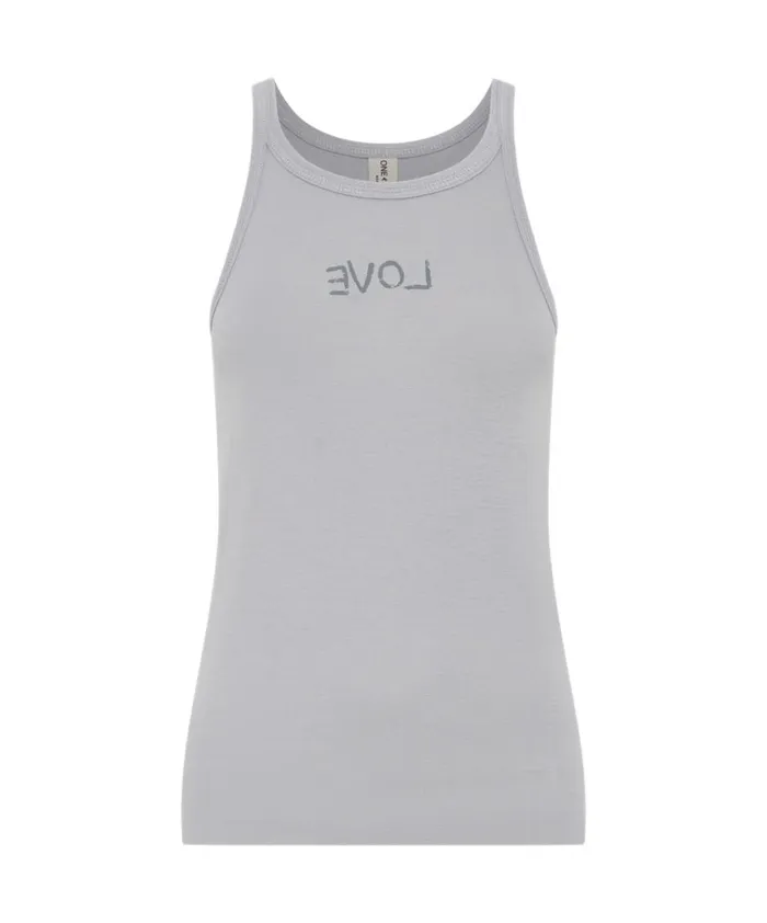 LOVE RIB SINGLET DOVE GREY Women One Teaspoon Tees and Tanks LOVE RIB SINGLET DOVE GREY Women One Teaspoon Tees and Tanks