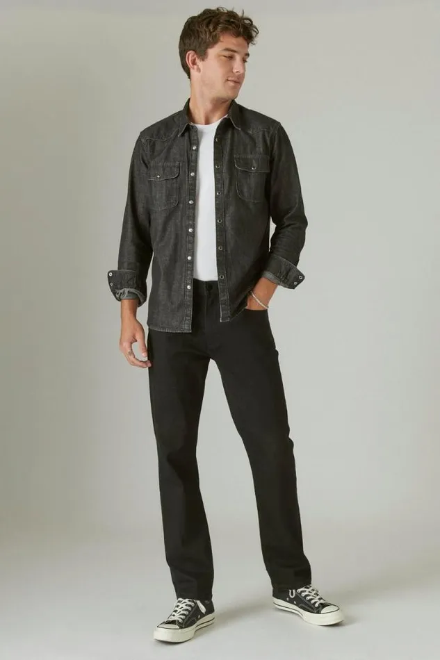 Lucky Brand 223 Straight Advanced Stretch Jean Black Rinse Men Jeans