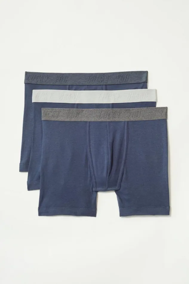 Lucky Brand 3 Pack Cotton Viscose Boxer Briefs Dark Blue Men Underwear and Sleepwear Lucky Brand 3 Pack Cotton Viscose Boxer Briefs Dark Blue Men Underwear and Sleepwear
