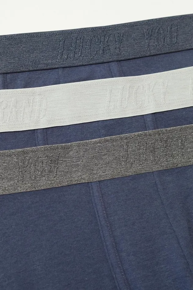 Lucky Brand 3 Pack Cotton Viscose Boxer Briefs Dark Blue Men Underwear and Sleepwear