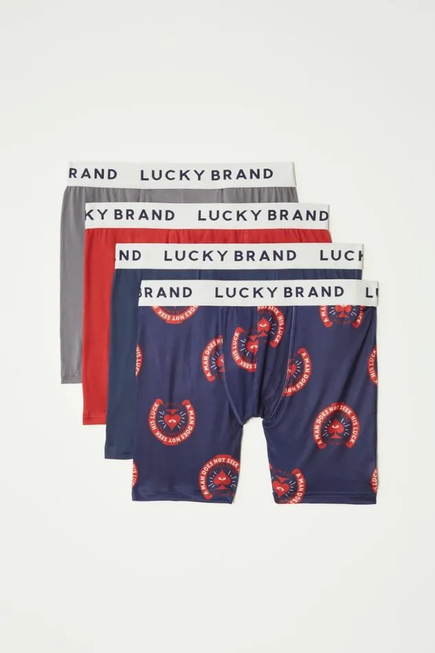 Lucky Brand 4 Pack Essential Soft Boxer Briefs Multi Men Underwear and Sleepwear Lucky Brand 4 Pack Essential Soft Boxer Briefs Multi Men Underwear and Sleepwear