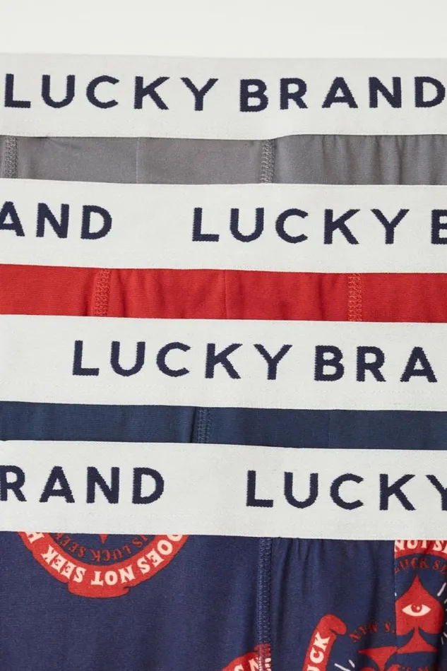 Lucky Brand 4 Pack Essential Soft Boxer Briefs Multi Men Underwear and Sleepwear