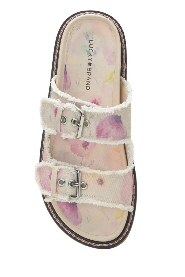 Lucky Brand Alffie Denim Slide Medium Light Beige Women Shoes