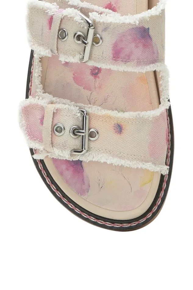 Lucky Brand Alffie Denim Slide Medium Light Beige Women Shoes