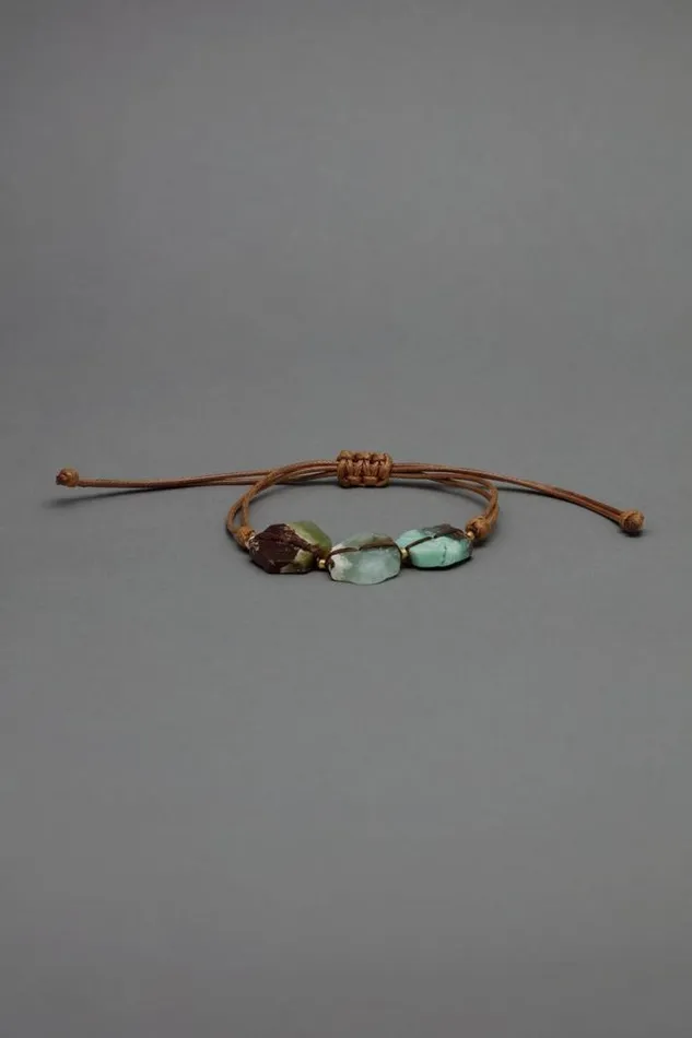 Lucky Brand Amazonite Threaded Pull Bracelet Gold Women Jewelry
