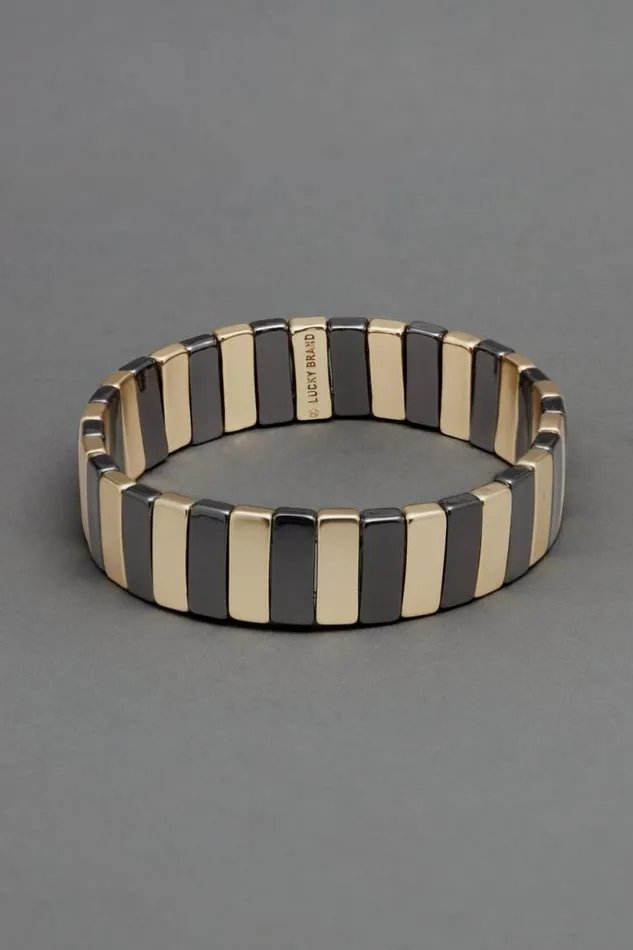 Lucky Brand Bar Stretch Bracelet Two Tone Women Jewelry