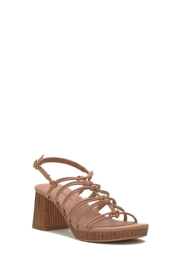 Lucky Brand Bassie Strappy Block Heel Light Brown Women Shoes