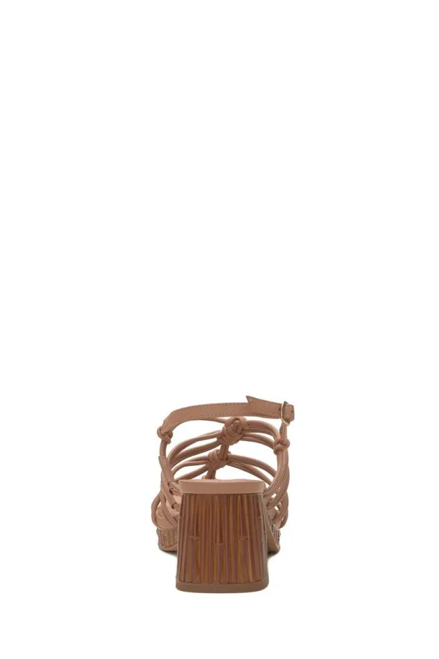 Lucky Brand Bassie Strappy Block Heel Light Brown Women Shoes